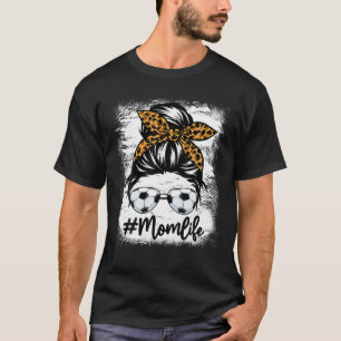 Camiseta Mãe Futebol feminino Leopard Messy Bun Mãe D