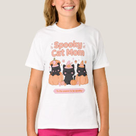 Camiseta Mãe Gata Assustadora Gatos Pretos Chapéus de Bruxa