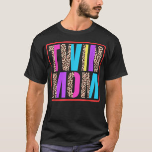 Camiseta Mãe gêmea, Mãe dos Gêmeos Impressão Leopardo e Gêm