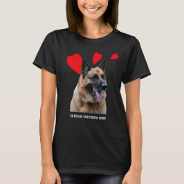 Camiseta Mãe german shepherd, corações, suas palavras