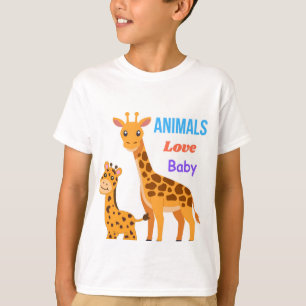 Camiseta Mãe Girafa e Bebê .animais