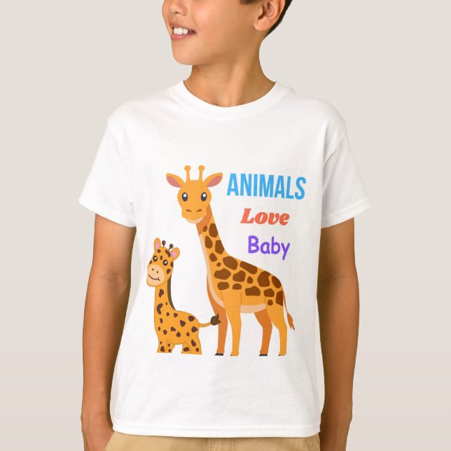 Camiseta Mãe Girafa e Bebê .animais (Frente)