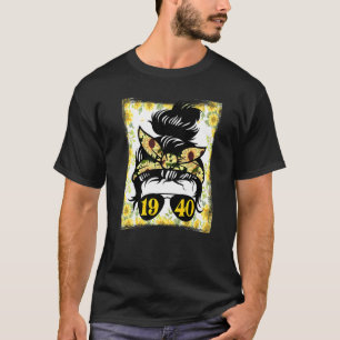Camiseta Mãe Girassol Nascida Em 1940 Aniversário Mulher De