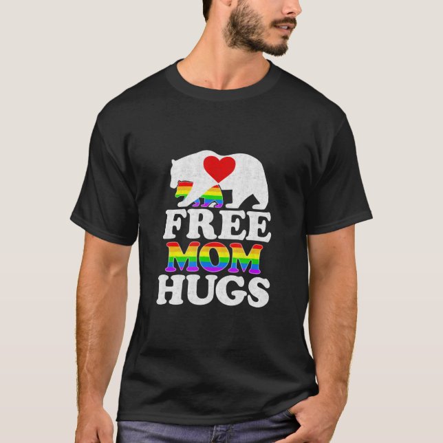 Camiseta Mãe grátis abraça mulheres LGBT Orgulho Urso da Mã (Frente)
