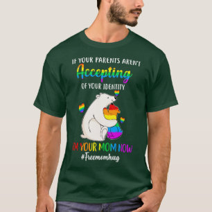 Camiseta Mãe grátis abraça o urso orgulhoso Rainbow LGBT Or