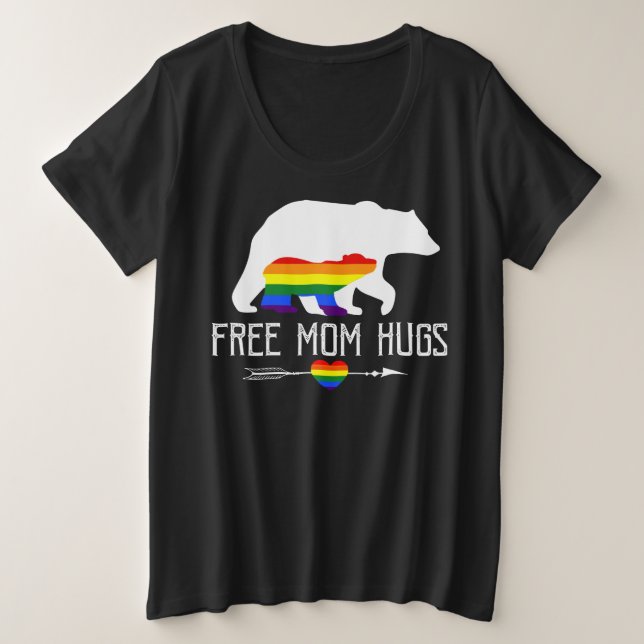 Camiseta Mãe grátis abraça orgulho LGBT Mama Ursa Mãe (Frente do Design)