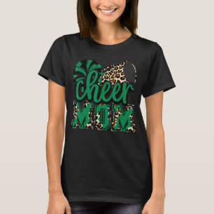 Camiseta Mãe "Green Leopard Cheer Poms & Megaphone"