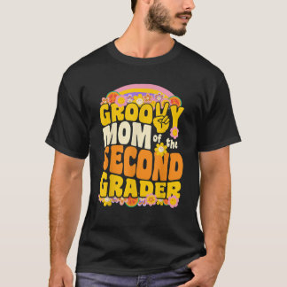 Camiseta Mãe Groovy do aluno da segunda série Retro Ondulad
