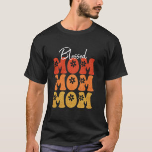 Camiseta Mãe Groovy Mãe Abencoada Dia das Mães Flores Mo