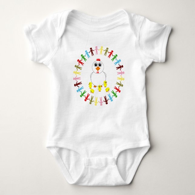 CAMISETA MÃE HEN E PINTINHOS DE BEBÊ (Frente)