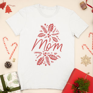 Camiseta Mãe Holly Berry Red Holiday