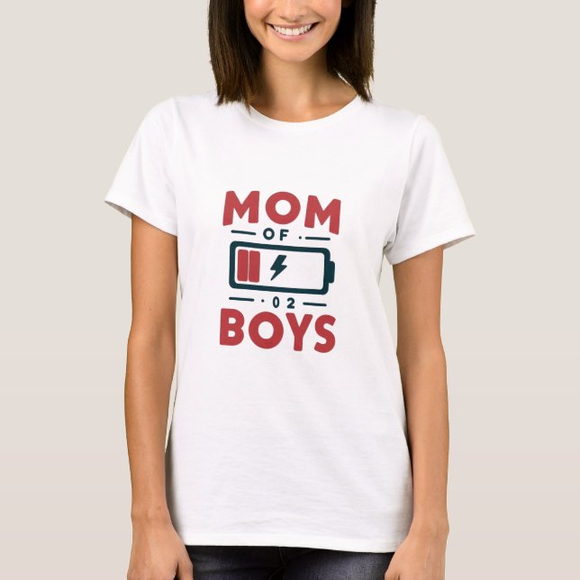 Camiseta Mãe Humorística dos Meninos - Gráfico de Bateria d (Frente)