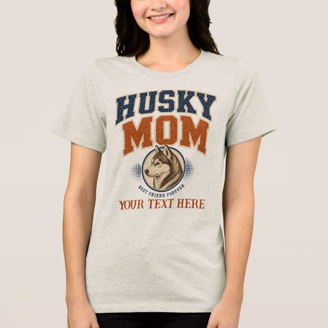 Camiseta Mãe Husky Personalizada Estilo Universidade (Frente)