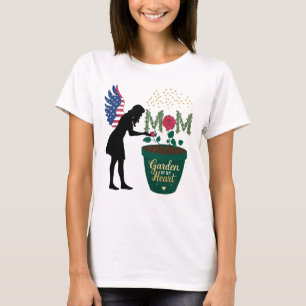 Camiseta Mãe - Jardim do Meu Coração Design de Anjo Floral