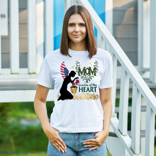 Camiseta Mãe - Jardim do Meu Coração Design de Anjo Floral