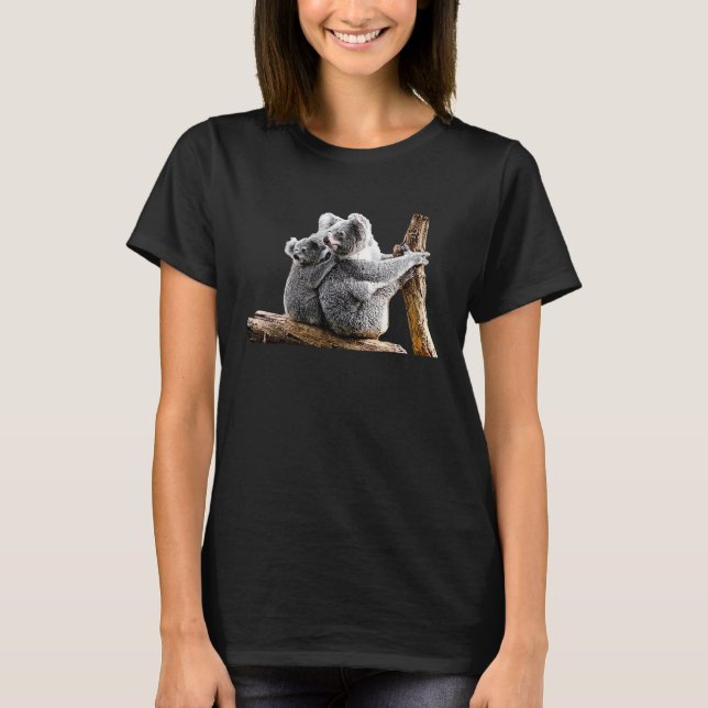 Camiseta Mãe Koala Com Bebê Joey Marsupial (Frente)