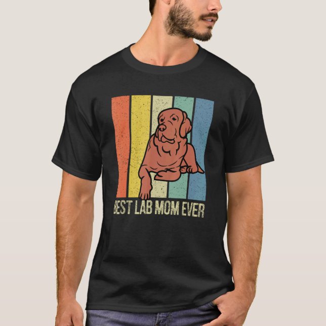 Camiseta Mãe Lab Chocolate Labrador Retriever Retro Casal (Frente)