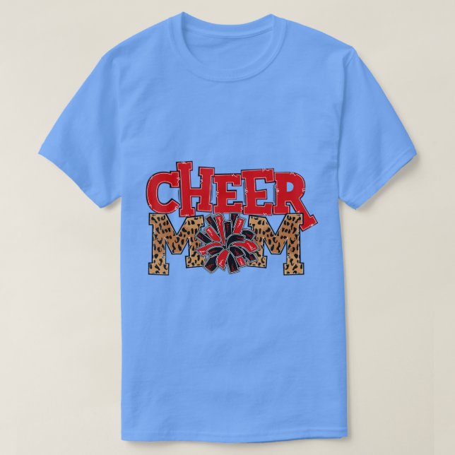 Camiseta Mãe Leopardo com Pom Vermelho e Preto (Frente do Design)