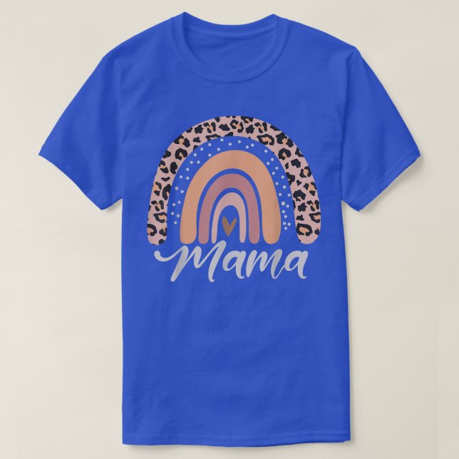 Camiseta Mãe Leopardo Imprime a Família Rainbow Engraçada M (Frente do Design)