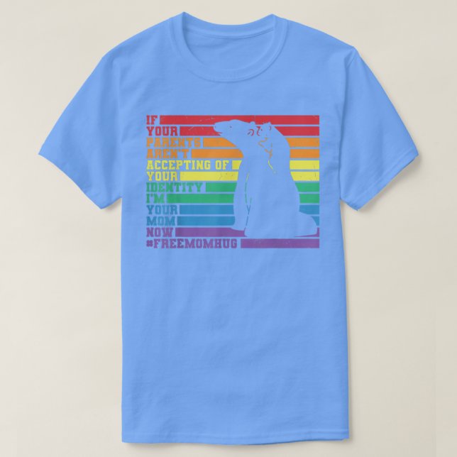 Camiseta Mãe LGBT Orgulho de Urso Mês Arco-Íris Transgênero (Frente do Design)