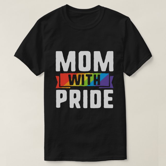 Camiseta Mãe LGBTQ Ally Mãe com Orgulho Mês (Frente do Design)