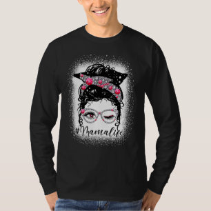 Camiseta Mãe Life Diamond Messy Bun Mama Dia de as mães 202