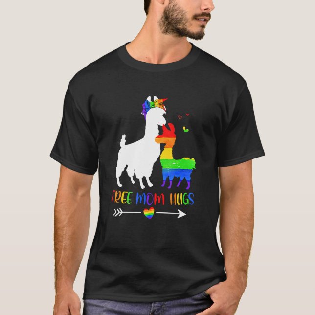 Camiseta Mãe Livre Abraça Arco-Íris Mama Llama Lgbt Pride (Frente)