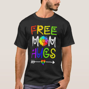 Camiseta Mãe Livre Abraça Daisy Rainbow Flower Heart Prid
