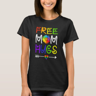 Camiseta Mãe Livre Abraça Daisy Rainbow Heart Lgbt Pride Mê