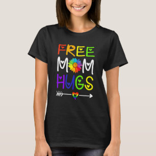 Camiseta Mãe Livre Abraça Daisy Rainbow Heart Lgbt Pride Mê