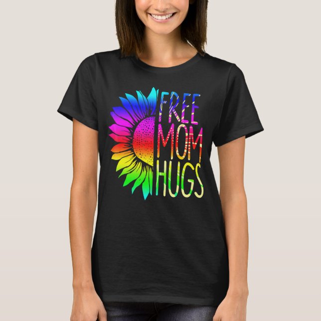 Camiseta Mãe Livre Abraça Daisy Rainbow Heart Love Lgbt Pri (Frente)