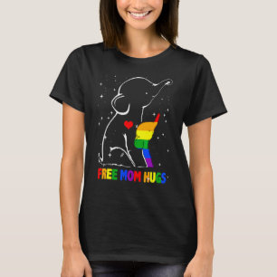 Camiseta Mãe Livre Abraça Elefante Fofo Coração Arco-Íris L