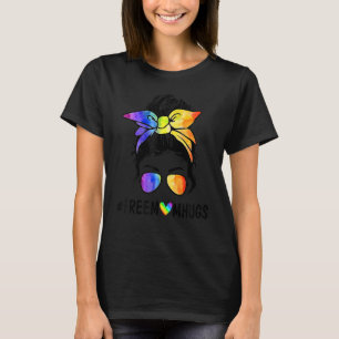 Camiseta Mãe Livre Abraça Mensagem Bun Lgbt Orgulho Arco-Ír