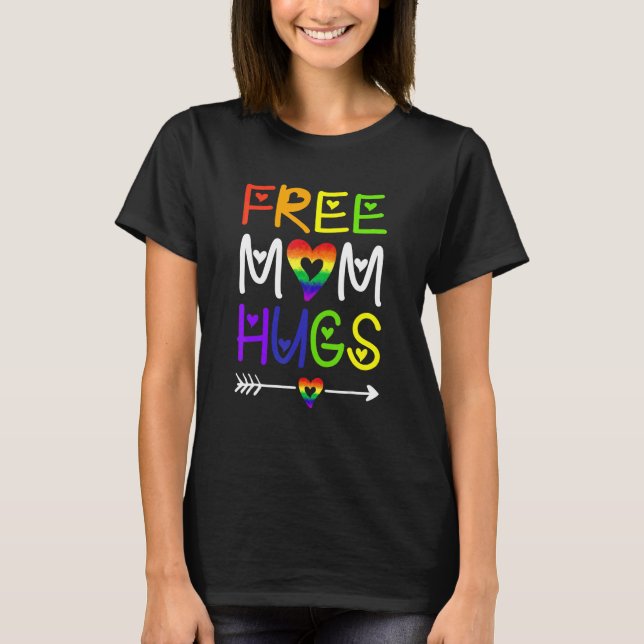 Camiseta Mãe Livre Abraça o Arco-Íris Mês do Orgulho Lgbt (Frente)