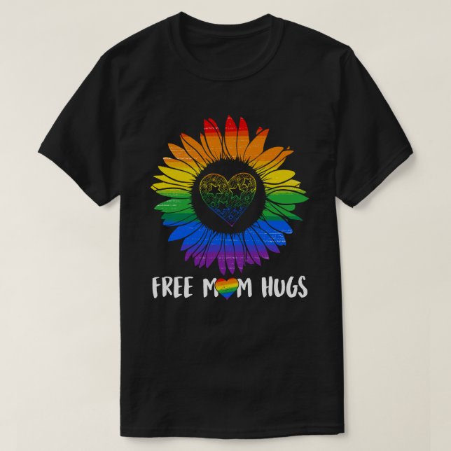Camiseta Mãe Livre Abraça Orgulho gay LGBT Daisy Rainbow Fl (Frente do Design)