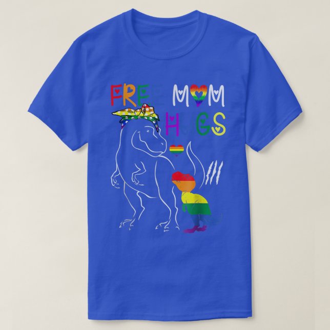 Camiseta Mãe Livre Abraça Orgulho LGBT Dinossauro Mama  (Frente do Design)