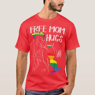 Camiseta Mãe Livre Abraça Orgulho LGBT Mama Dinossauro e Pr