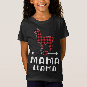 Camiseta Mãe Llama Natal Pajama Xadrez Vermelha Buffalo Fam