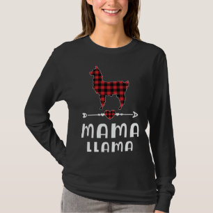 Camiseta Mãe Llama Natal Pajama Xadrez Vermelha Buffalo Fam