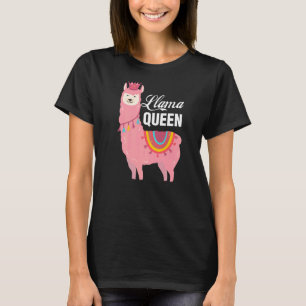 Camiseta Mãe Llama Queen Cute Animal Para Mulheres Llama