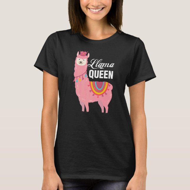 Camiseta Mãe Llama Queen Cute Animal Para Mulheres Llama (Frente)