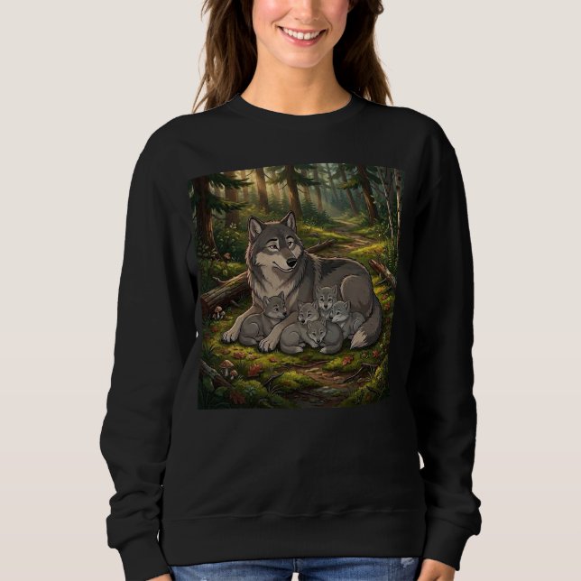Camiseta Mãe Loba E Filhotes   (Frente)