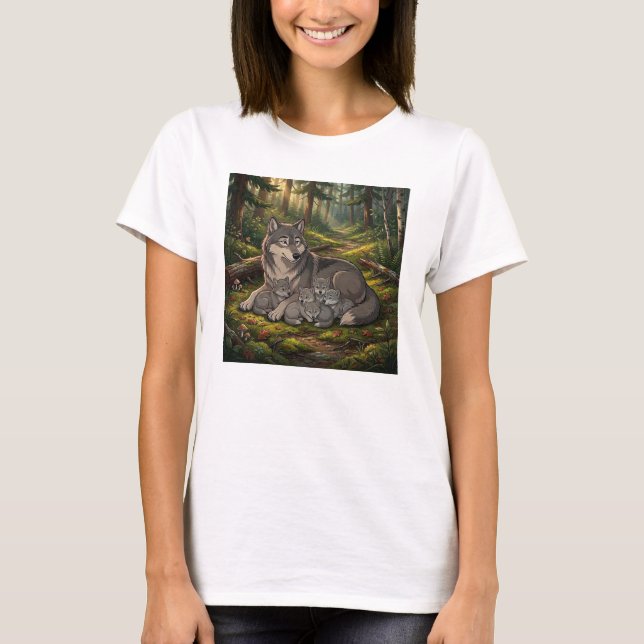 Camiseta Mãe Loba E Filhotes  (Frente)