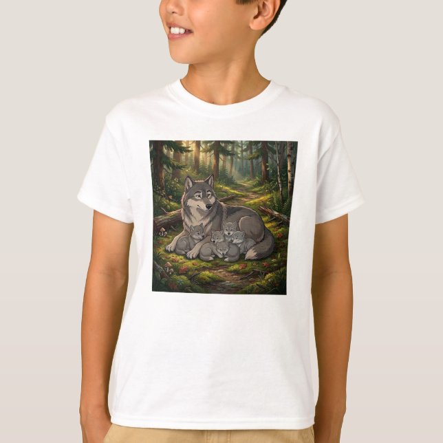 Camiseta Mãe Loba E Filhotes  (Frente)