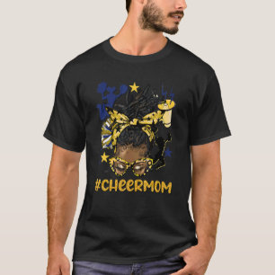 Camiseta Mãe, Mãe Afro, Marinho de Arma Leopard Cheer Poms