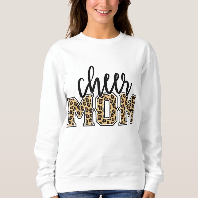 Camiseta Mãe Mãe Leopard Imprime Mães Orgulhosas Cheerleade (Frente)