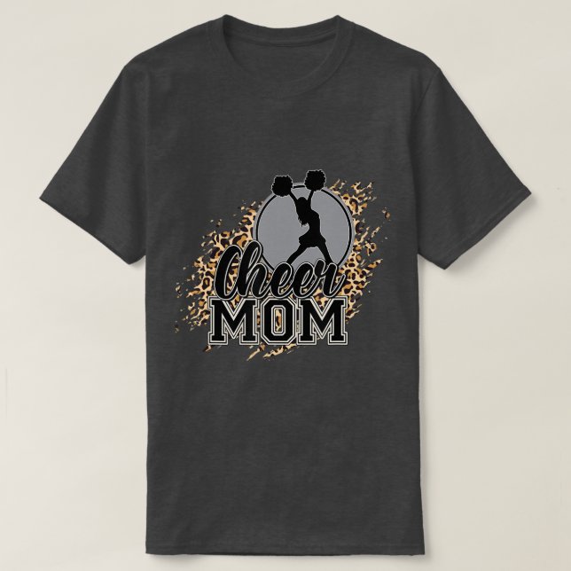 Camiseta Mãe Mãe Leopard Imprime Mães Orgulhosas Cheerleade (Frente do Design)