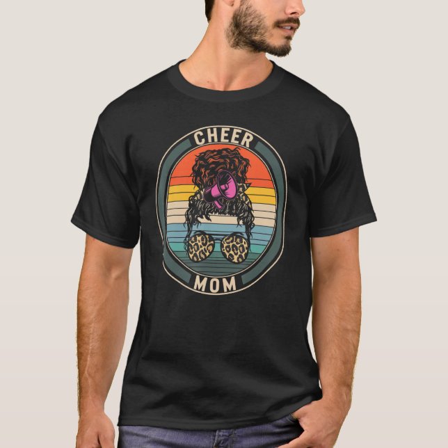 Camiseta Mãe Mãe Leopard Megaphone Cheerleader Mãe Vida B (Frente)