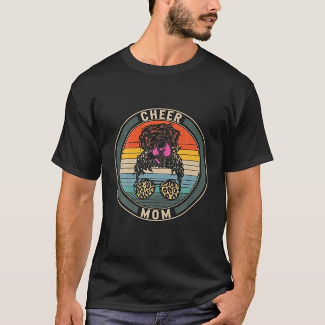 Camiseta Mãe Mãe Leopard Megaphone Cheerleader Mãe Vida B (Frente)