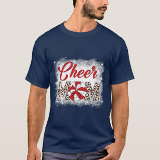 Camiseta Mãe Mãe Leopard Pom Cheerleader Des Sangradas